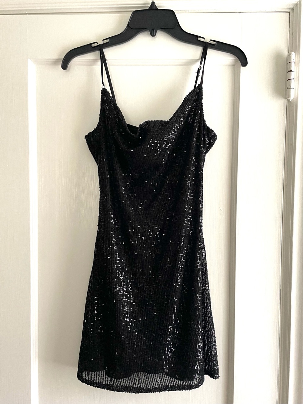 Windsor Black Sequin Slip Dress, Size M